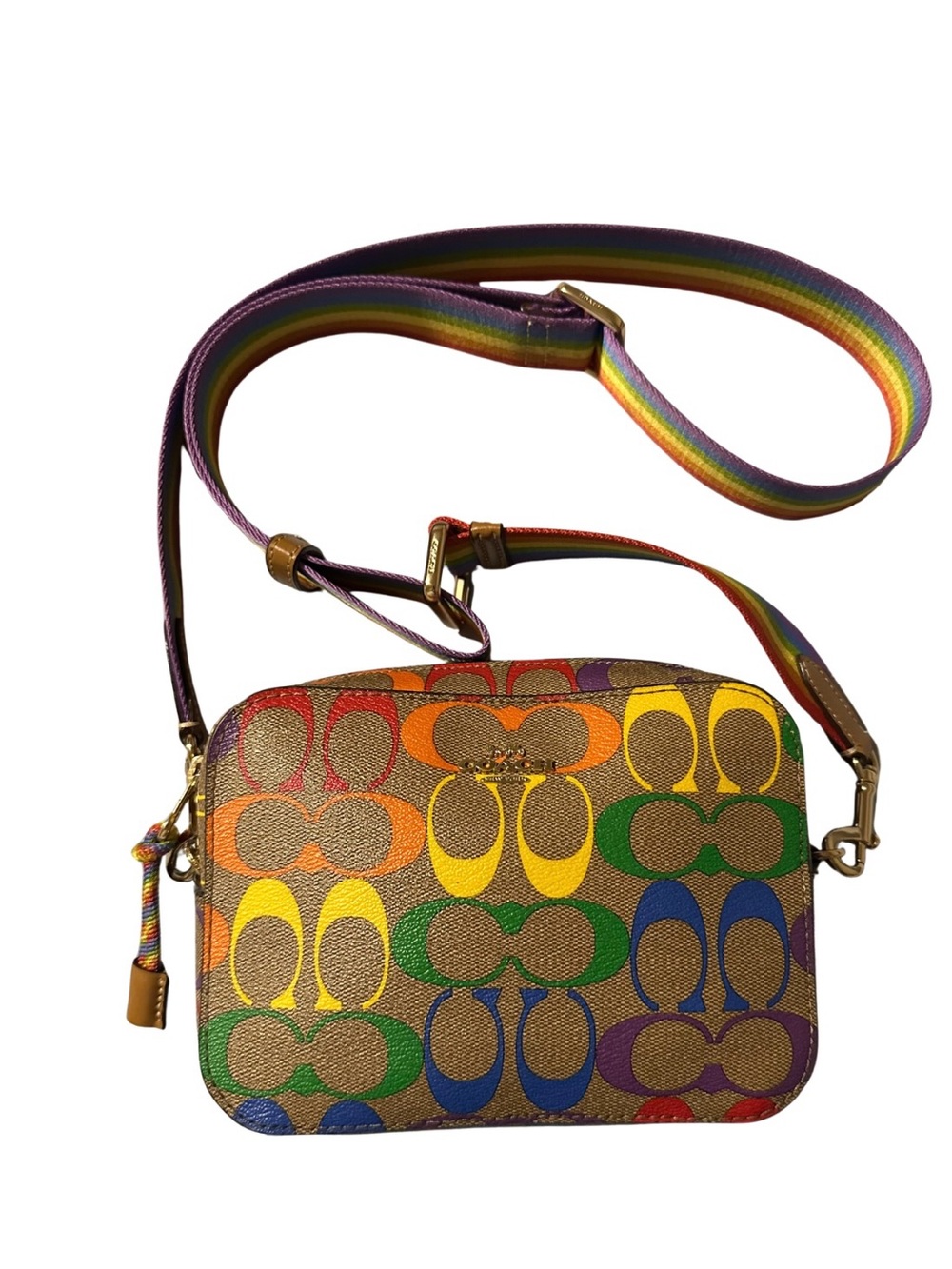 Coach Multicolored Signature Crossbody with Rainbow Strap